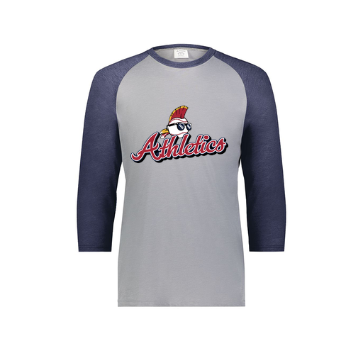 [6879.29V.S-LOGO3] Men's Vintage 3/4 Sleeve T-Shirt (Adult S, Navy, Logo 3)