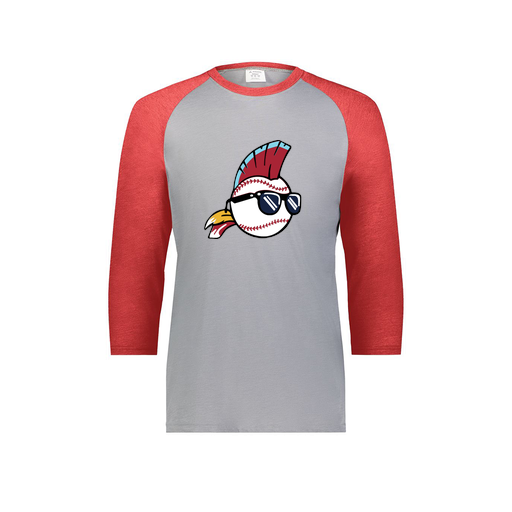 [6879.27V.S-LOGO1] Men's Vintage 3/4 Sleeve T-Shirt (Adult S, Red, Logo 1)