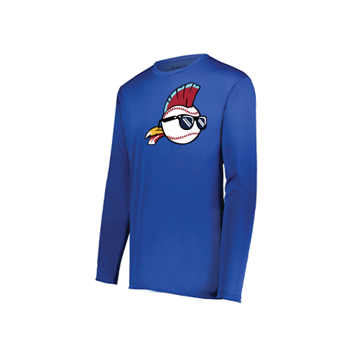 [222823.060.S-LOGO1] Youth LS Smooth Sport Shirt (Youth S, Royal, Logo 1)