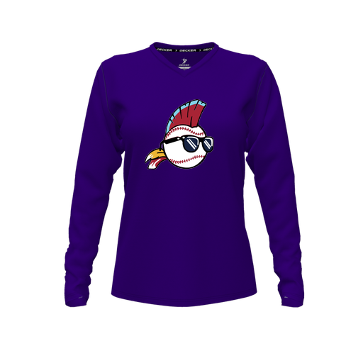 [FTLVCFPP-FYXS-LOGO1] Decker Comfort T-Shirt (Female Youth XS, Purple, V Neck, Logo 1, Long Sleeve)