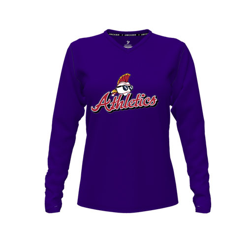 [FTLVCFPP-FYXS-LOGO3] Decker Comfort T-Shirt (Female Youth XS, Purple, V Neck, Logo 3, Long Sleeve)
