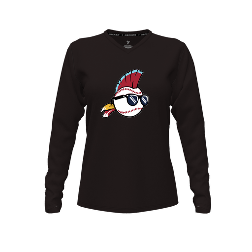 [CUS-DFW-TEES-PER-VNK-LSL-BLK-FYXS-LOGO1] Performance T-Shirt (Female Youth XS, Black, V Neck, Logo 1, Long Sleeve)