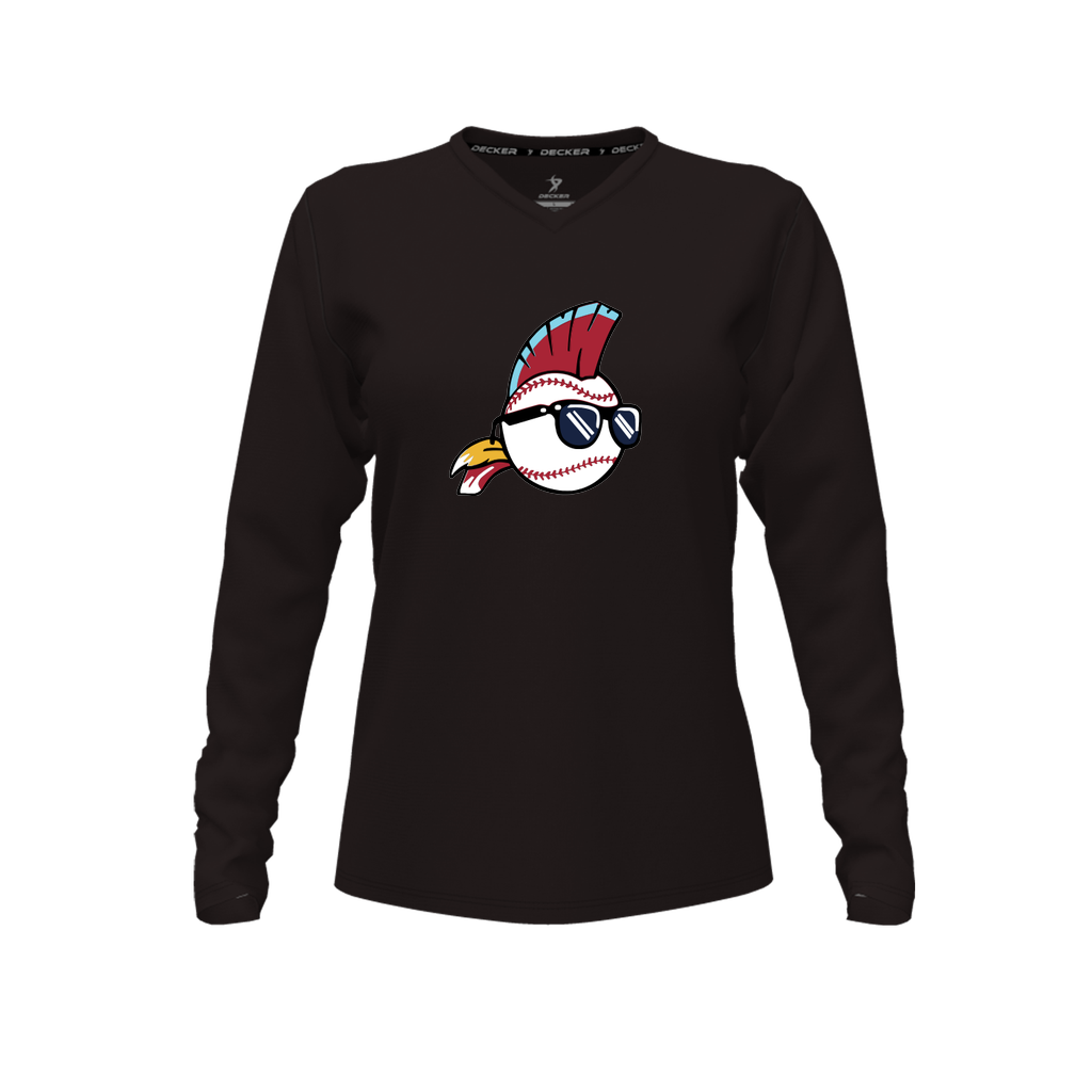 [CUS-DFW-TEES-CMF-VNK-LSL-BLK-FYXS-LOGO1] Decker Comfort T-Shirt (Female Youth XS, Black, Crew Neck, Long Sleeve, Logo 1)