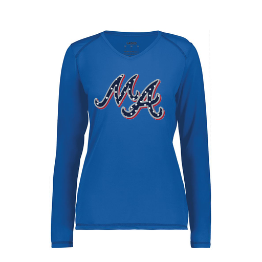 [6847.060.XS-LOGO2] Women's SoftTouch Long Sleeve (Female Adult XS, Royal, Logo 2)