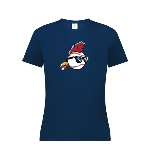 [2792.065.XS-LOGO1] Ladies Smooth Sport V-Neck T-Shirt (Female Adult XS, Navy, Logo 1)