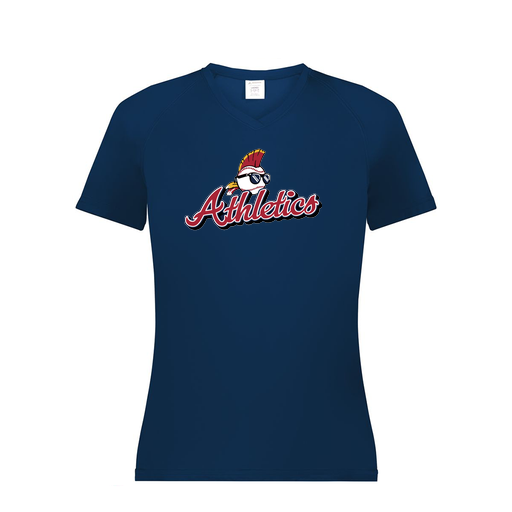 [2792.065.XS-LOGO3] Ladies Smooth Sport V-Neck T-Shirt (Female Adult XS, Navy, Logo 3)