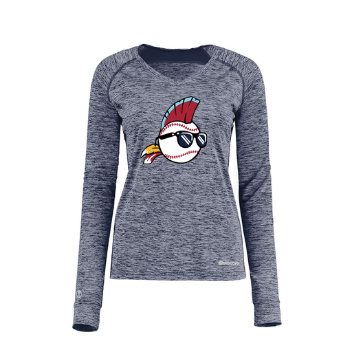 [222770.U22.XS-LOGO1] Ladies Electric Long Sleeve Shirt (Female Adult XS, Navy, Logo 1)