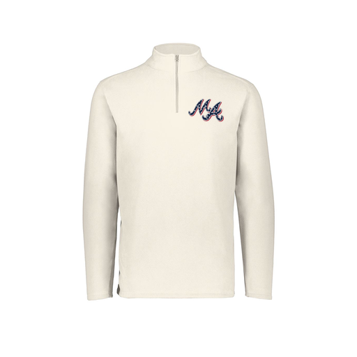 [6863.53T.XS-LOGO2] Men's MicroFleece 1/4 Zip Pullover (Adult XS, White, Logo 2)