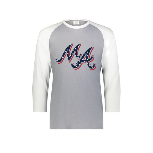 [6879.74S.S-LOGO2] Men's Vintage 3/4 Sleeve T-Shirt (Adult S, White, Logo 2)