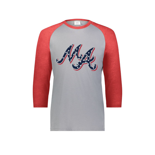 [6880.27V.S-LOGO2] Youth Vintage 3/4 T-Shirt (Youth S, Red, Logo 2)