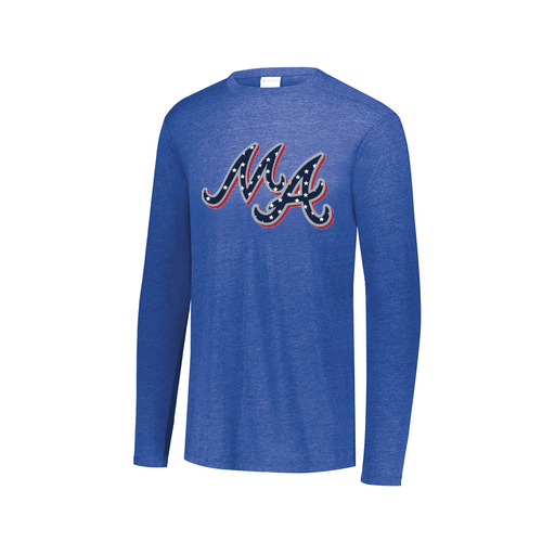[3075.U55.XS-LOGO2] Decker Men's Tri-Blend T-Shirt - Long Sleeve (Adult XS, Royal, Logo 2)