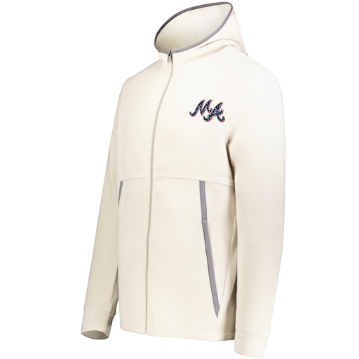 [6858.53T.XS-LOGO2] Men's Chill Full Zip Fleece (Adult XS, White, Logo 2)