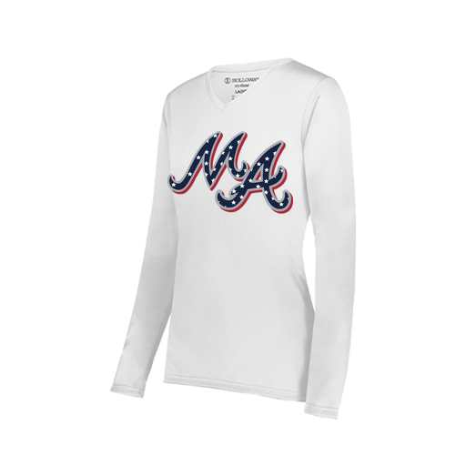 [222824.005.S-LOGO2] Ladies LS Smooth Sport Shirt (Female Adult S, White, Logo 2)