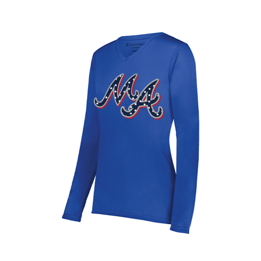 [222824.060.S-LOGO2] Ladies LS Smooth Sport Shirt (Female Adult S, Royal, Logo 2)