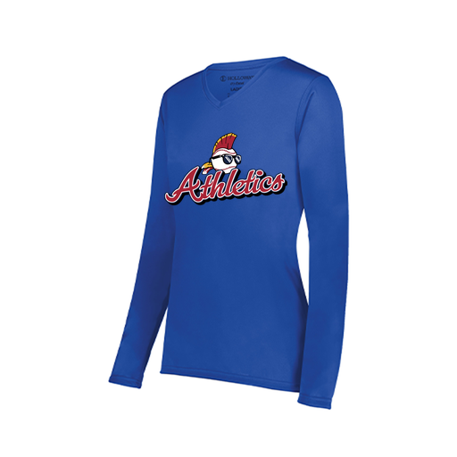 [222824.060.S-LOGO3] Ladies LS Smooth Sport Shirt (Female Adult S, Royal, Logo 3)