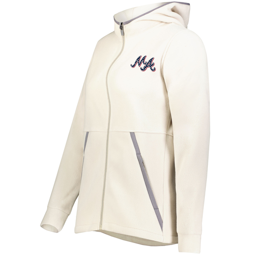 [6860.53T.XS-LOGO2] Ladies Chill Full Zip Fleece (Female Adult XS, White, Logo 2)